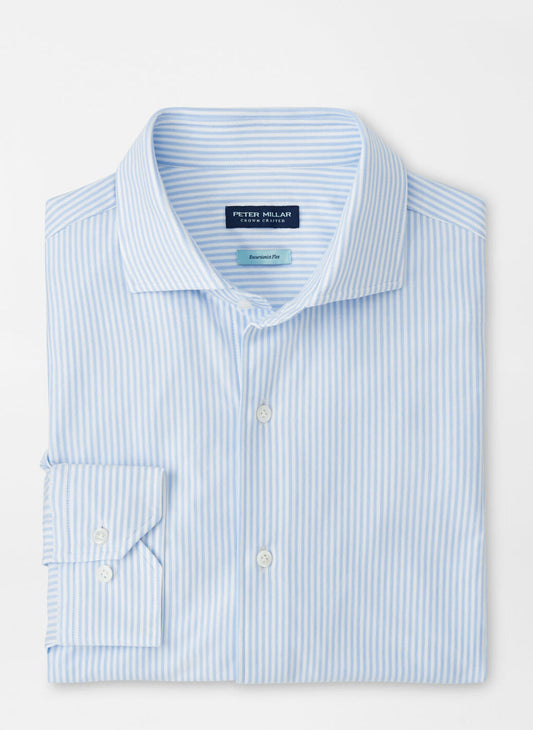 Peter Millar Excursionist Flex Stripe Sport Shirt in Blue Frost