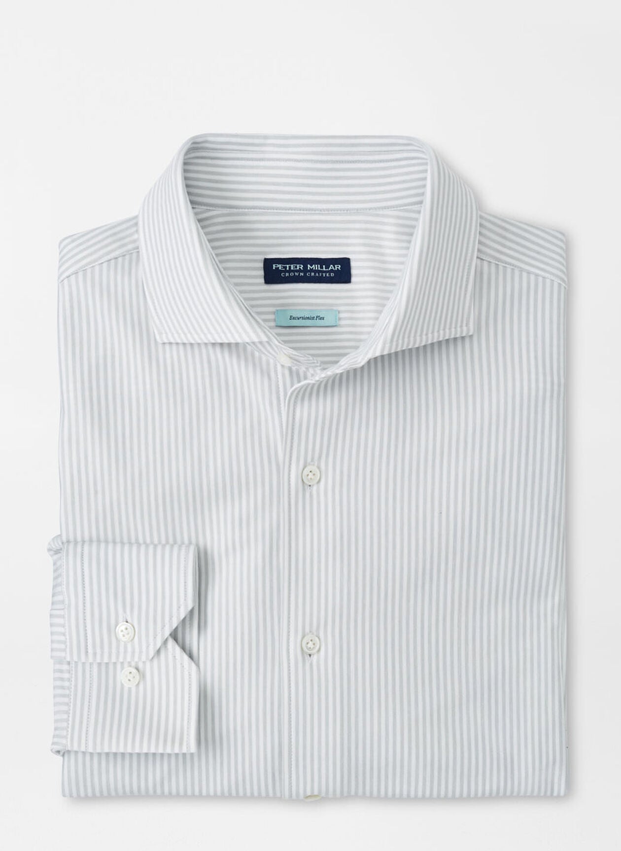 Peter Millar Excursionist Flex Stripe Sport Shirt in British Grey