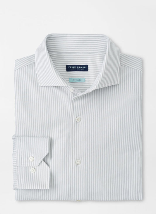 Peter Millar Excursionist Flex Stripe Sport Shirt in British Grey