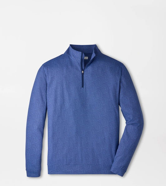 Peter Millar Perth Herringbone Performance Quarter-Zip in Sport Navy