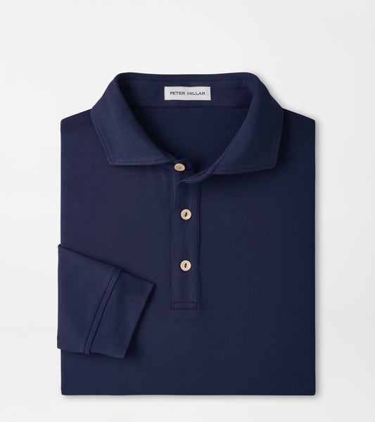 Peter Millar Lyons Performance Jersey Long-Sleeve Polo in Navy