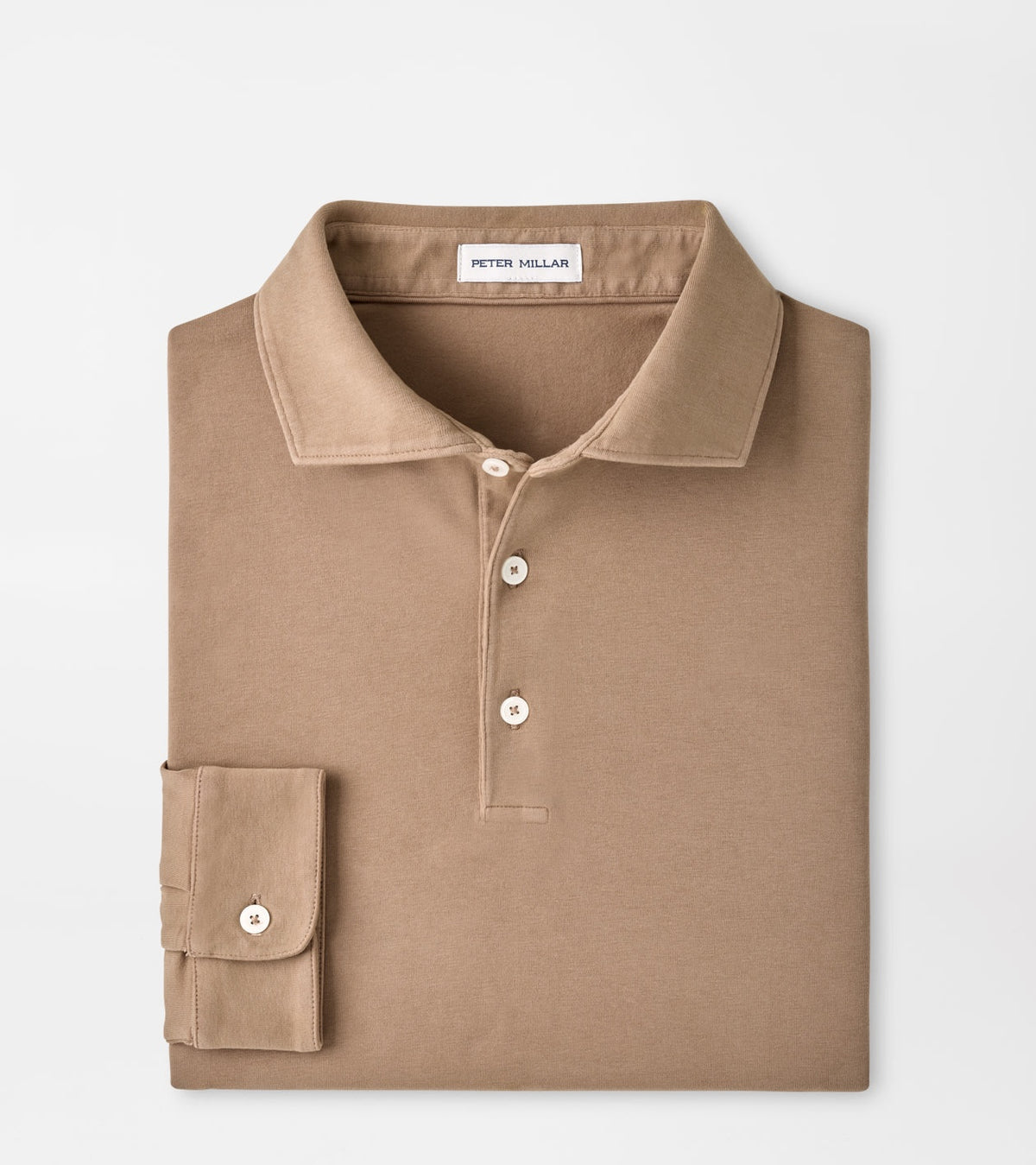 Peter Millar Crown Flex Cotton Long Sleeve Polo in Sawgrass