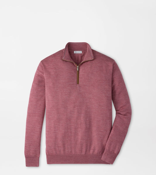 Peter Millar Autumn Crest Suede Trim Quarter-Zip in Dusty Rose