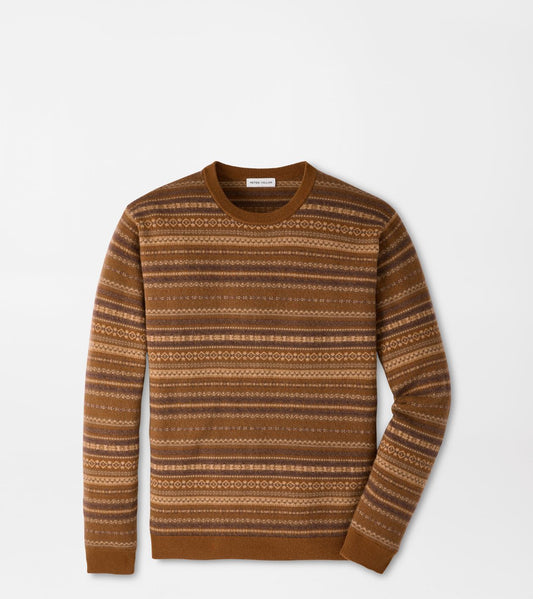 Peter Millar Saddle Fairisle Crewneck Sweater in Dark Amber