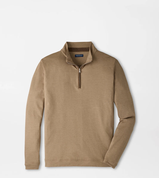 Peter Millar Albatross Cotton-Blend Piqué Quarter-Zip in Light Mocha