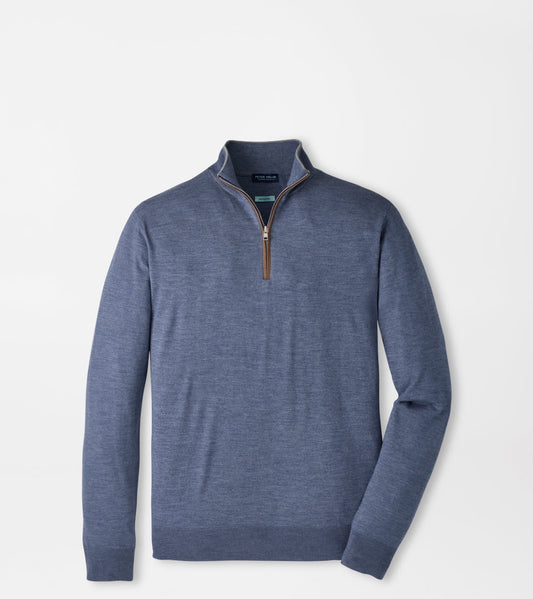 Peter Millar Excursionist Flex Quarter Zip Sweater in Cadet