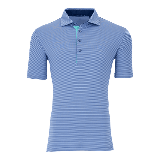 Greyson Saranac Stripe Polo in Falcon/Delphinium