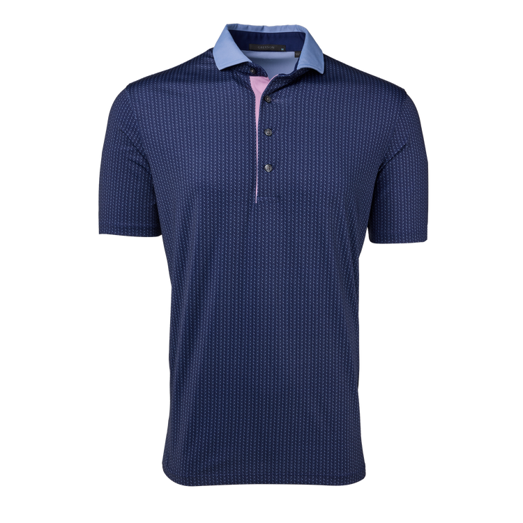 Greyson Herringbow Polo in Maltese Blue