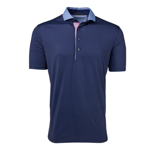 Greyson Herringbow Polo in Maltese Blue