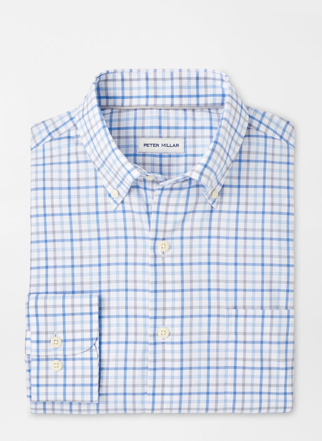 Peter Millar Calgary Crown Lite Cotton-Stretch Sport Shirt in Blue Poppy