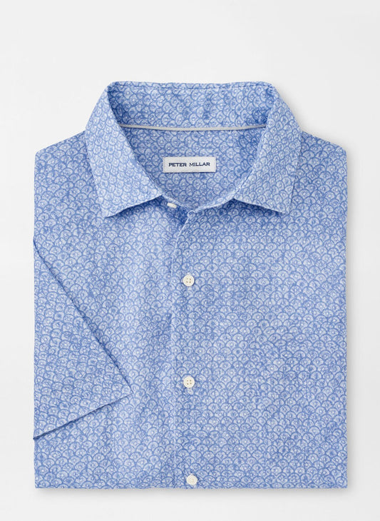 Peter Millar Champlain Linen Sport Shirt in Blue Freesia