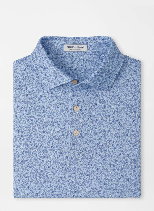 Peter Millar Parker Performance Jersey Polo in Stream Blue