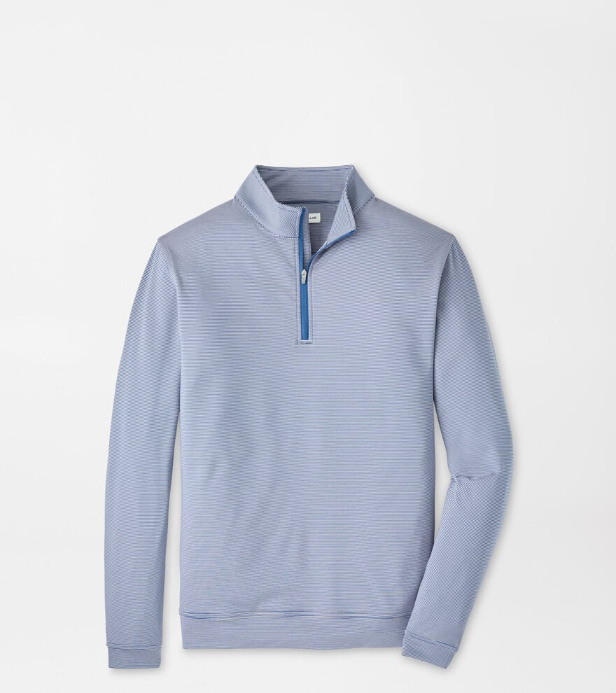 Peter Millar Perth Sugar Stripe Performance Quarter-Zip in Windsor Blue