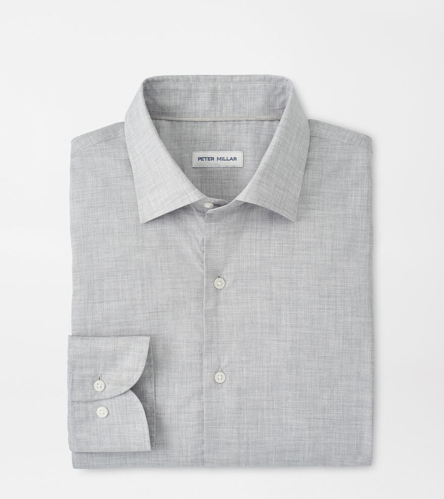 Peter Millar Brighton Perfect Poplin Sport Shirt in British Grey