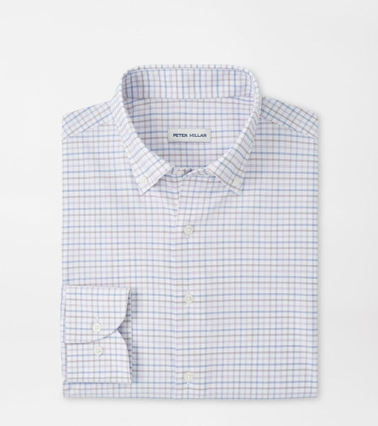 Peter Millar Rommel Performance Twill Sport Shirt in Cloudy Blue