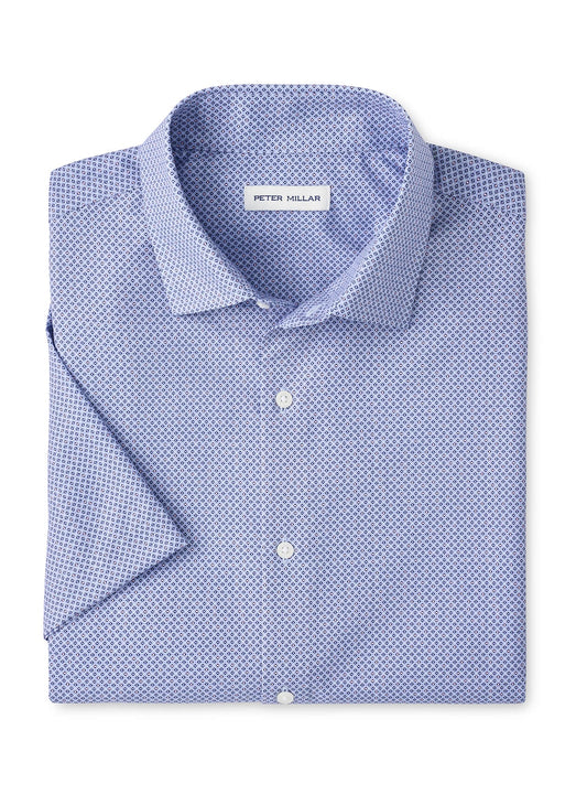 Peter Millar Patton Performance Poplin Sport Shirt in Cottage Blue