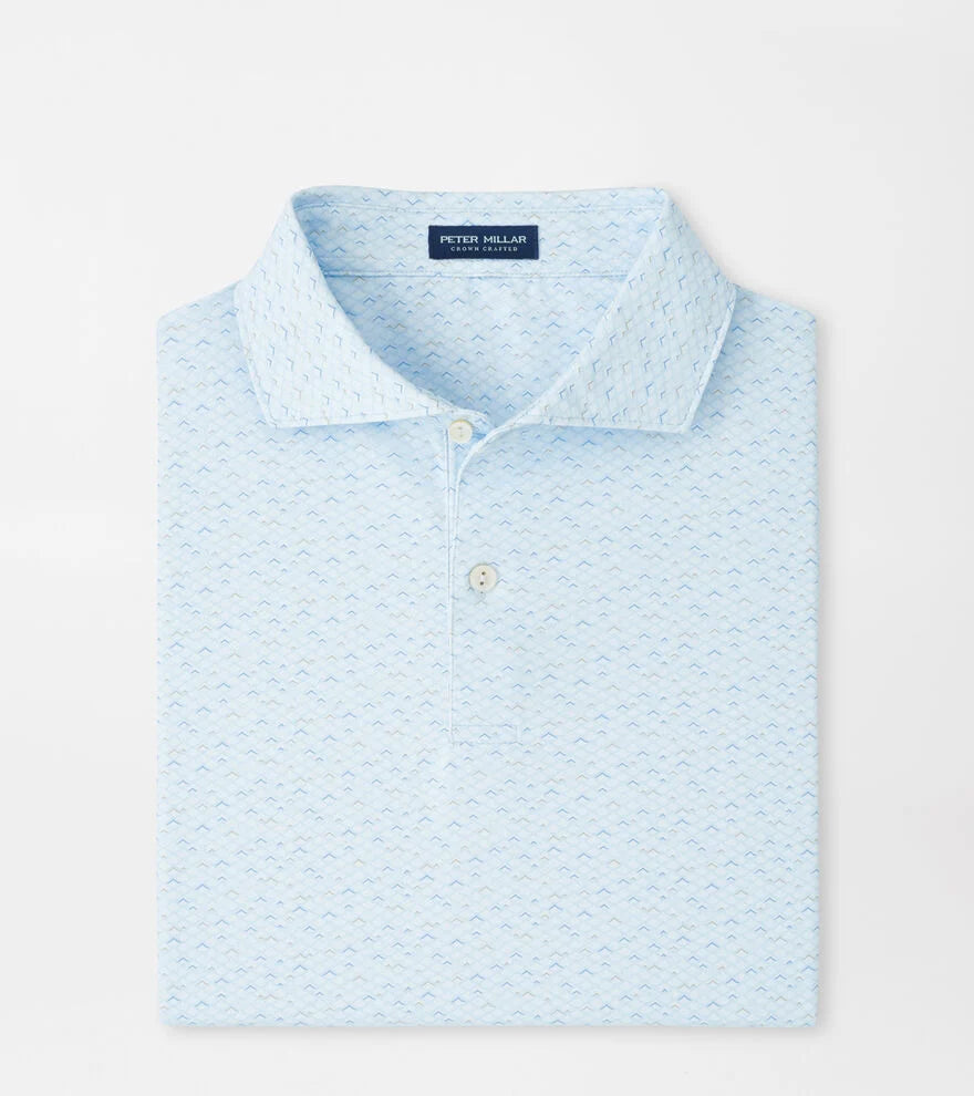 Peter Millar Soprano Waves Performance Jersey Polo in Blue Brisk