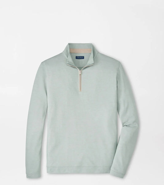 Peter Millar Albatross Cotton-Blend Pique Quarter-Zip in Light Willow