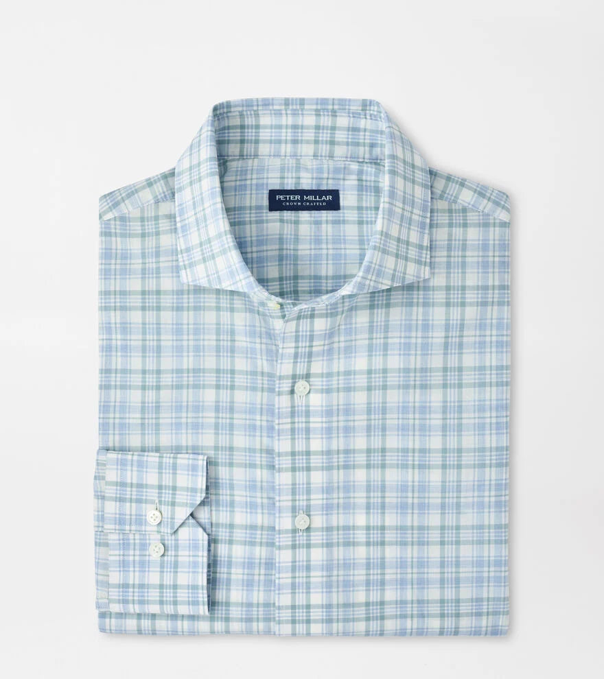 Peter Millar Tropea Italian Poplin Sport Shirt in Light Willow