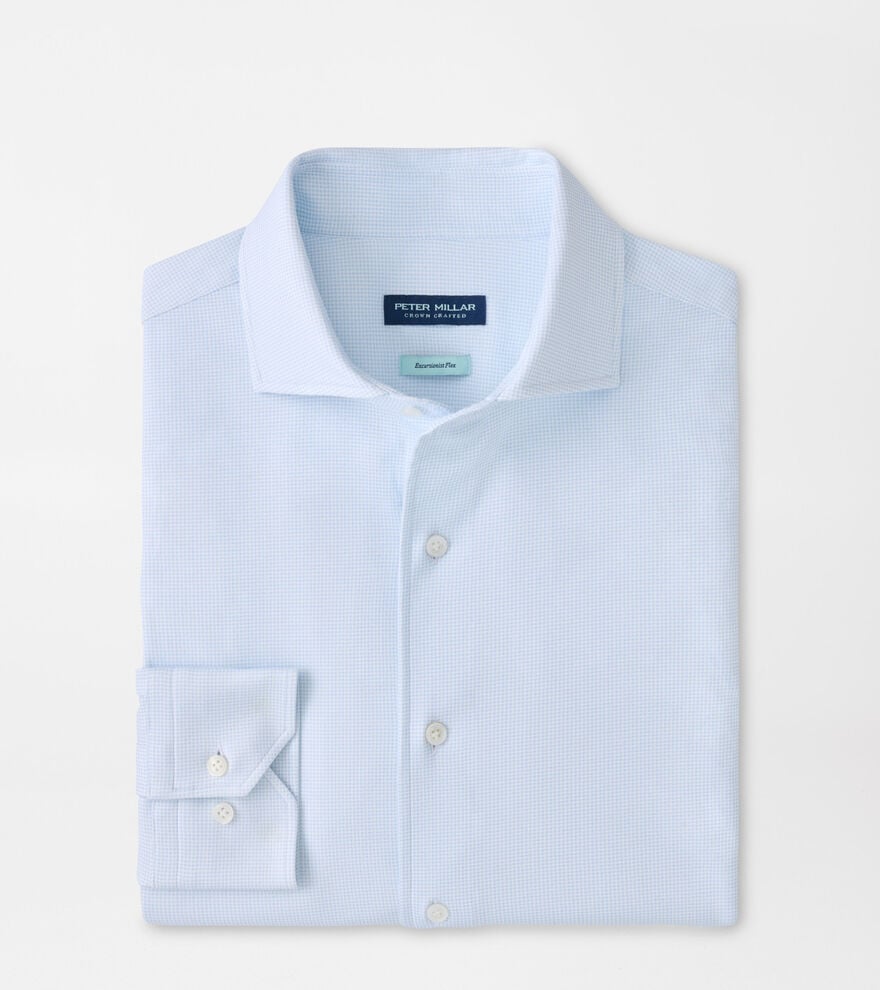 Peter Millar Excursionist Flex Print Sport Shirt in Blue Frost