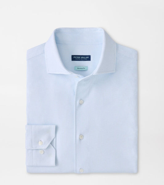 Peter Millar Excursionist Flex Print Sport Shirt in Blue Frost