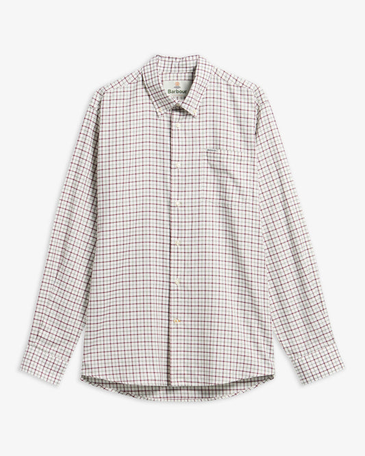 Barbour Mens Preston Regular Tattersall Sportshirt in Dark Bordeaux