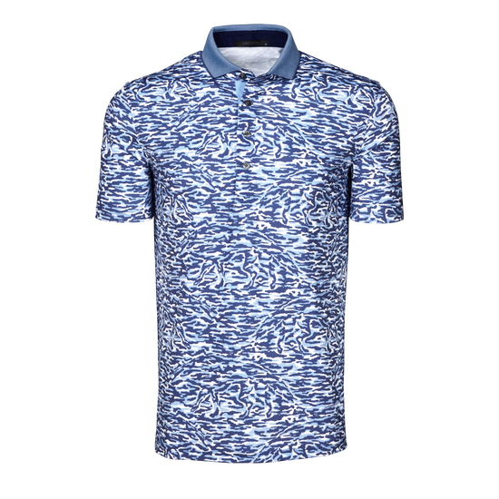 Greyson Stalking Wolf Camo Polo in Wolf Blue