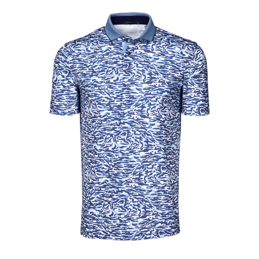 Greyson Stalking Wolf Camo Polo in Wolf Blue