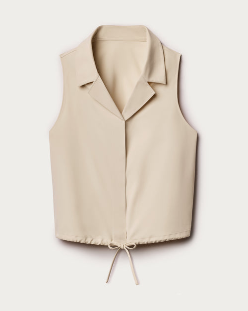 Womens Rhone Sleeveless Notch Collar Blouse in Linen