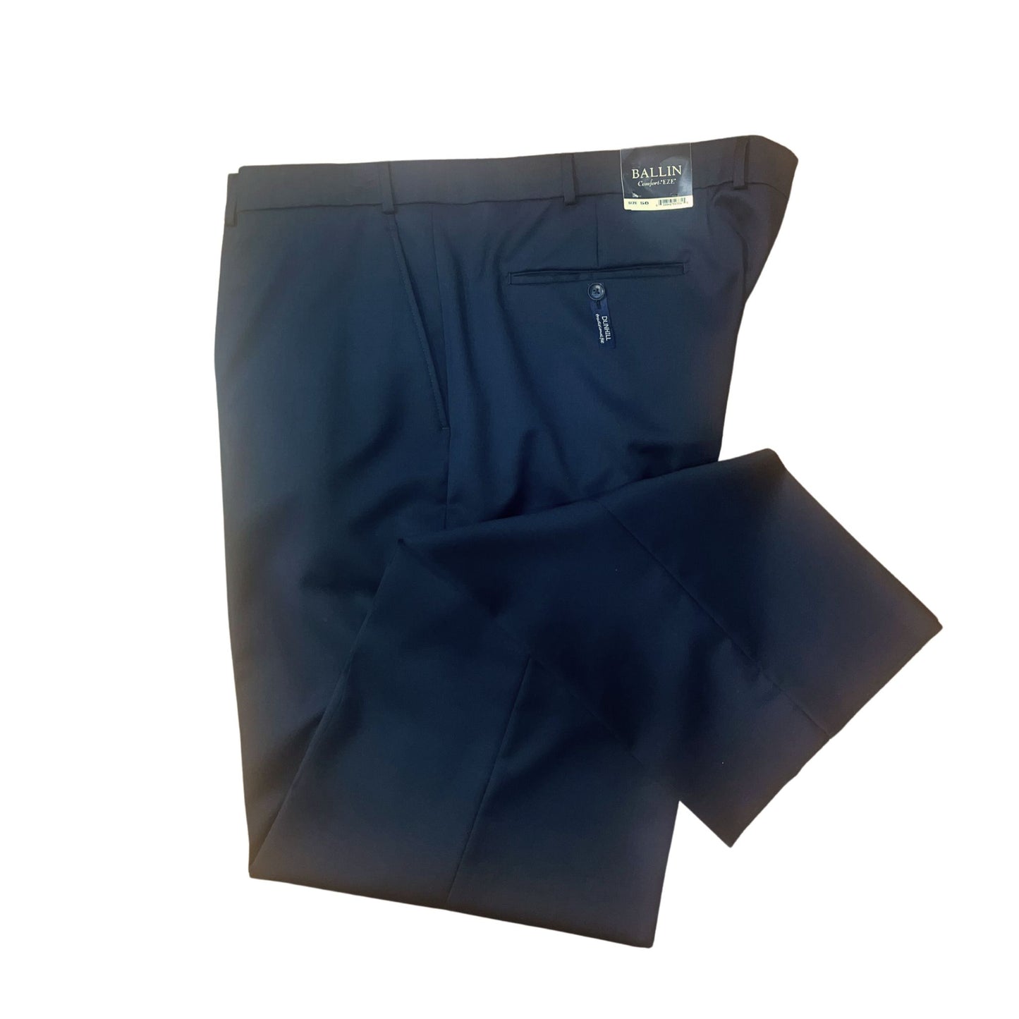 Ballin Regular Fit Super 120's Wool Gabardine Flat Front Pant in Navy-Big Sizes