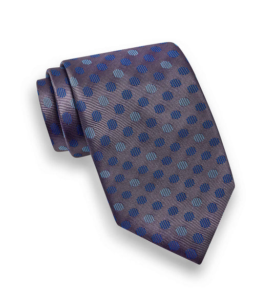 David Donahue Jacquard Tie in Charcoal Dot Pattern