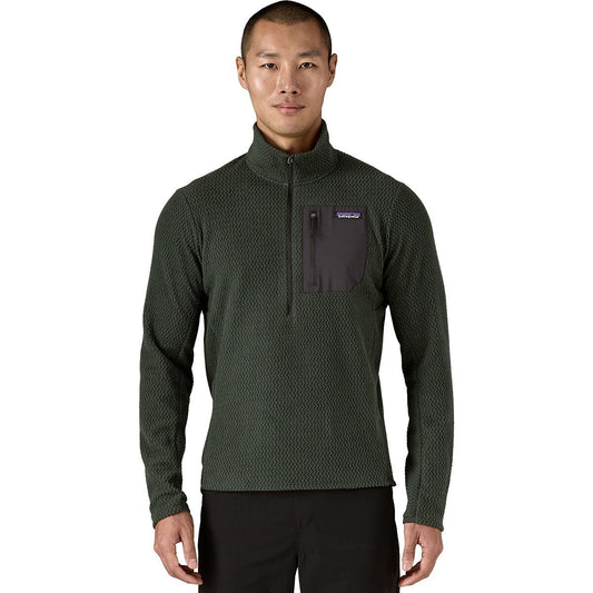 Patagonia Mens R1 Air Zip Neck in Old Growth Green