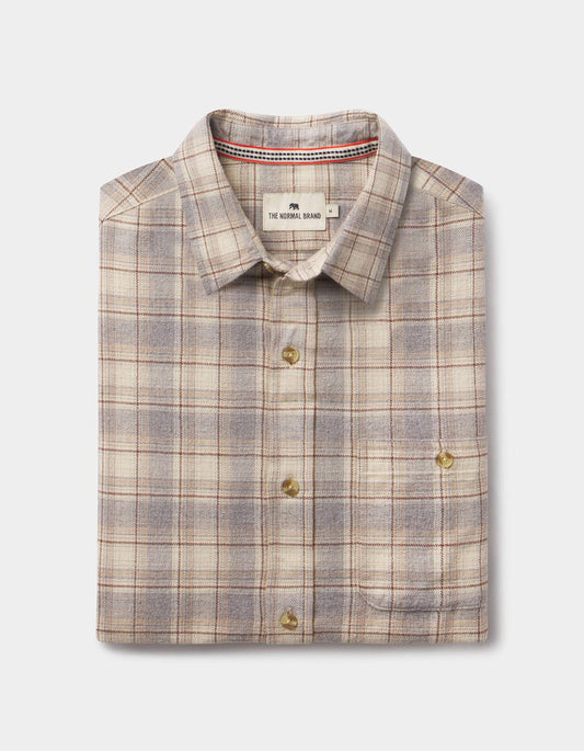 The Normal Brand Hudson Double Brushed Flannel in Cream Plaid