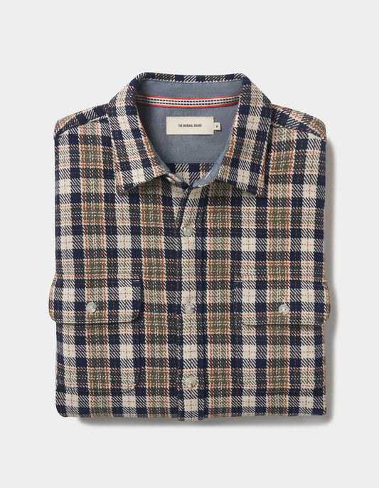 The Normal Brand Mountain Textured Overshirt in Moss Multi