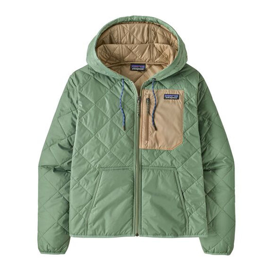 Womens Patagonia Diamond Quilted Bomber Hoody in Ellwood Green