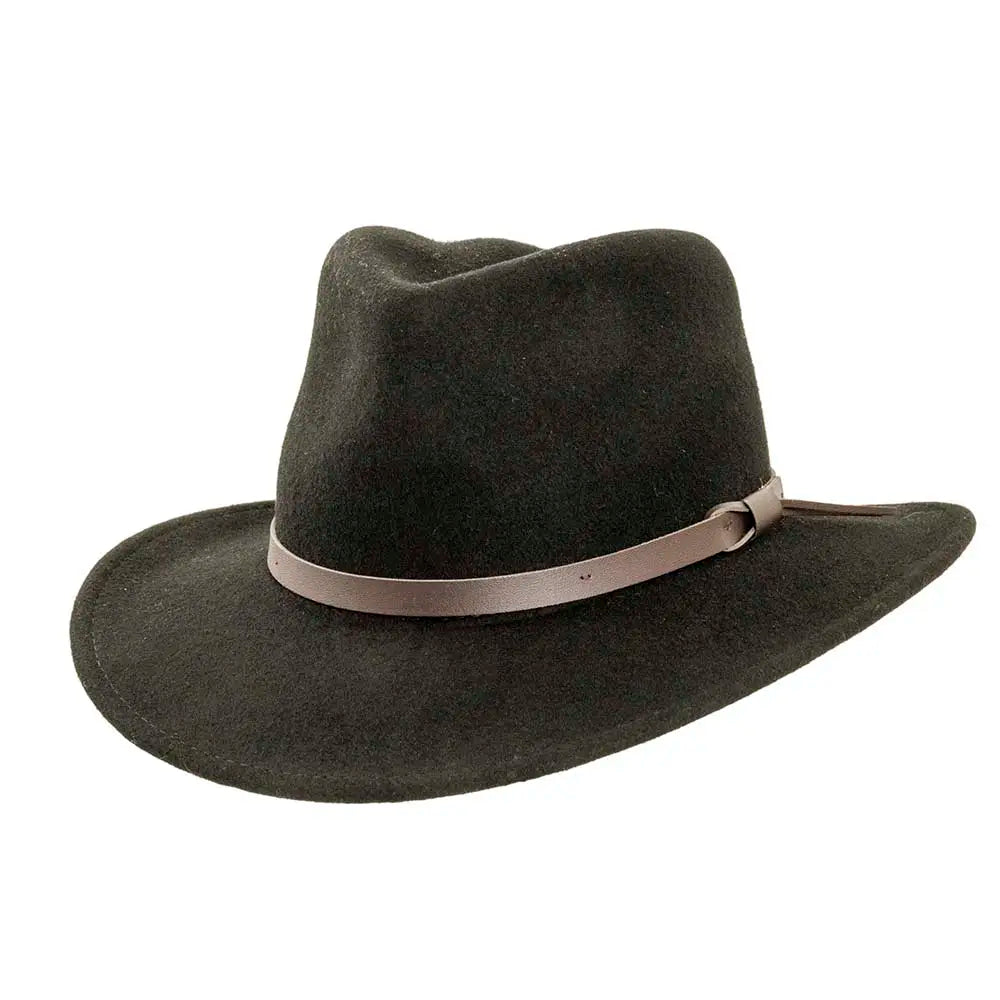 American Hat Makers Pathfinder Wool Felt Outback Hat in Black