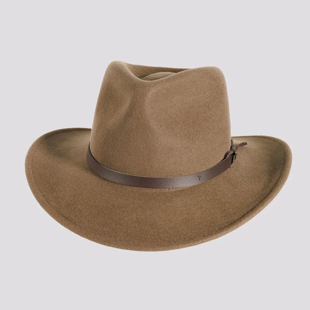 American Hat Makers Pathfinder Wool Felt Outback Hat in Khaki
