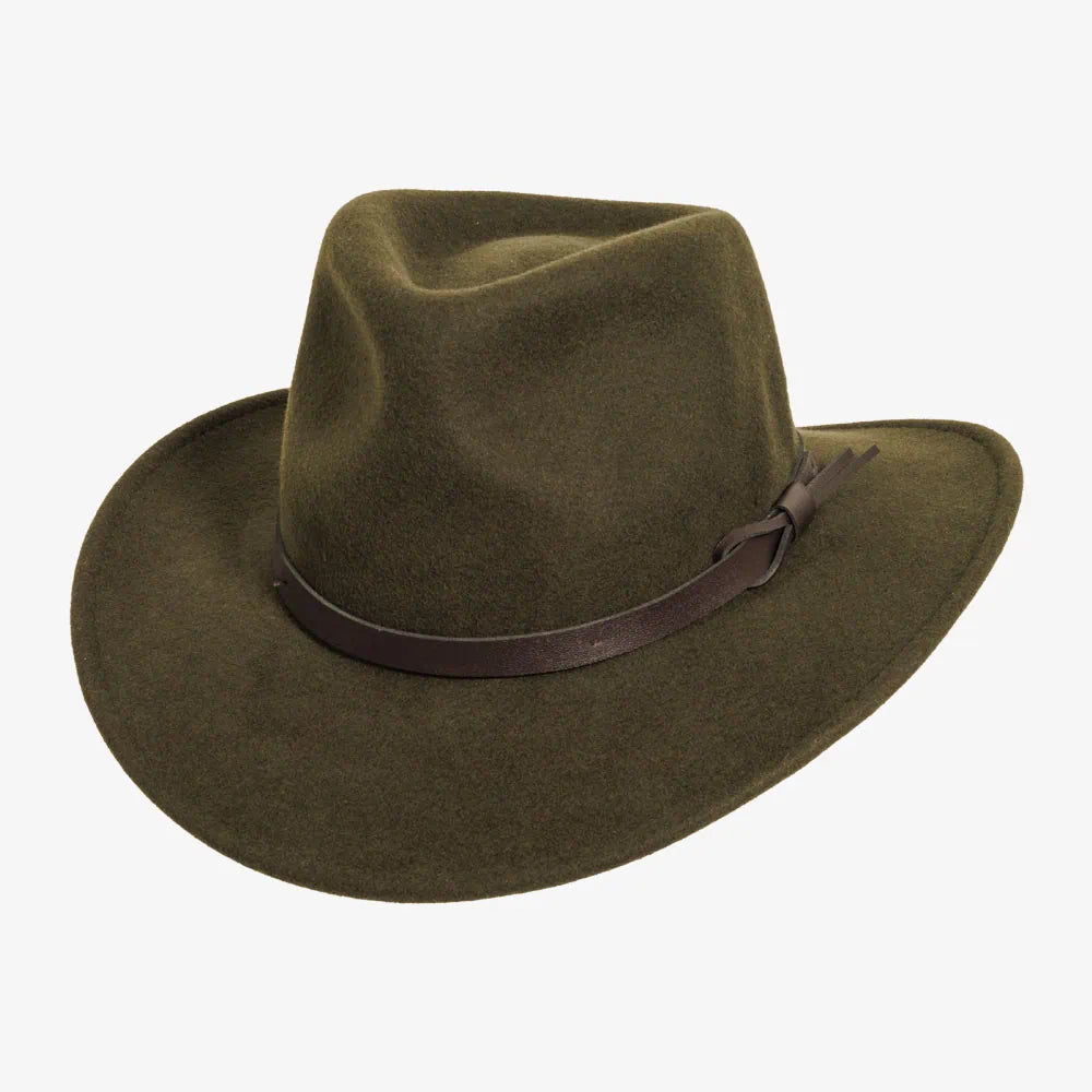 American Hat Makers Pathfinder Wool Felt Outback Hat in Olive