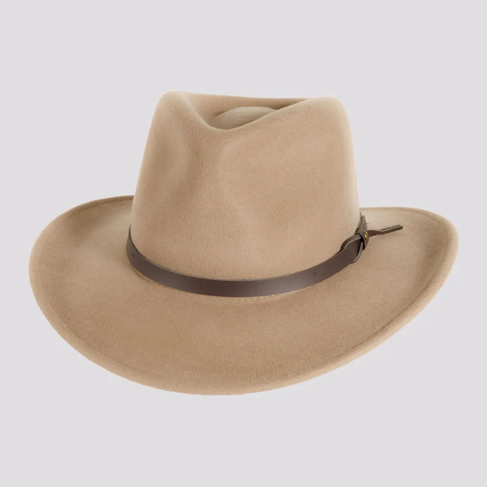 American Hat Makers Pathfinder Wool Felt Outback Hat in Putty