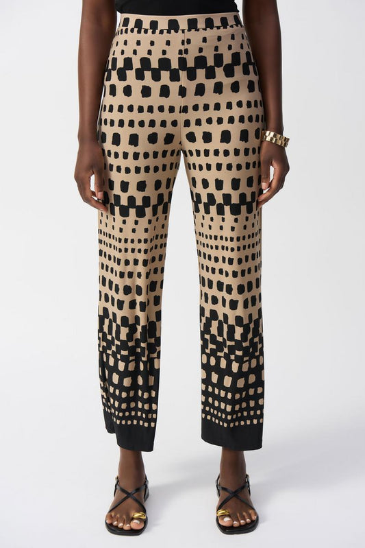 Womens Joseph Ribkoff Geometric Mid-Rise Pant in Black/Dune