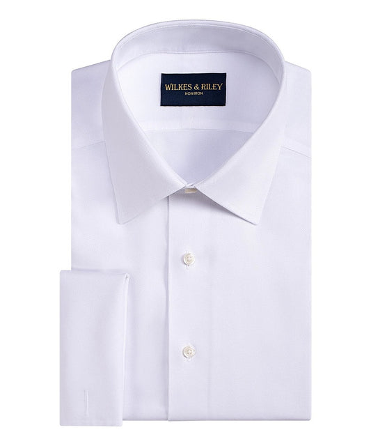 Wilkes & Riley Classic Fit Queens Oxford French Cuff Dress Shirt in White
