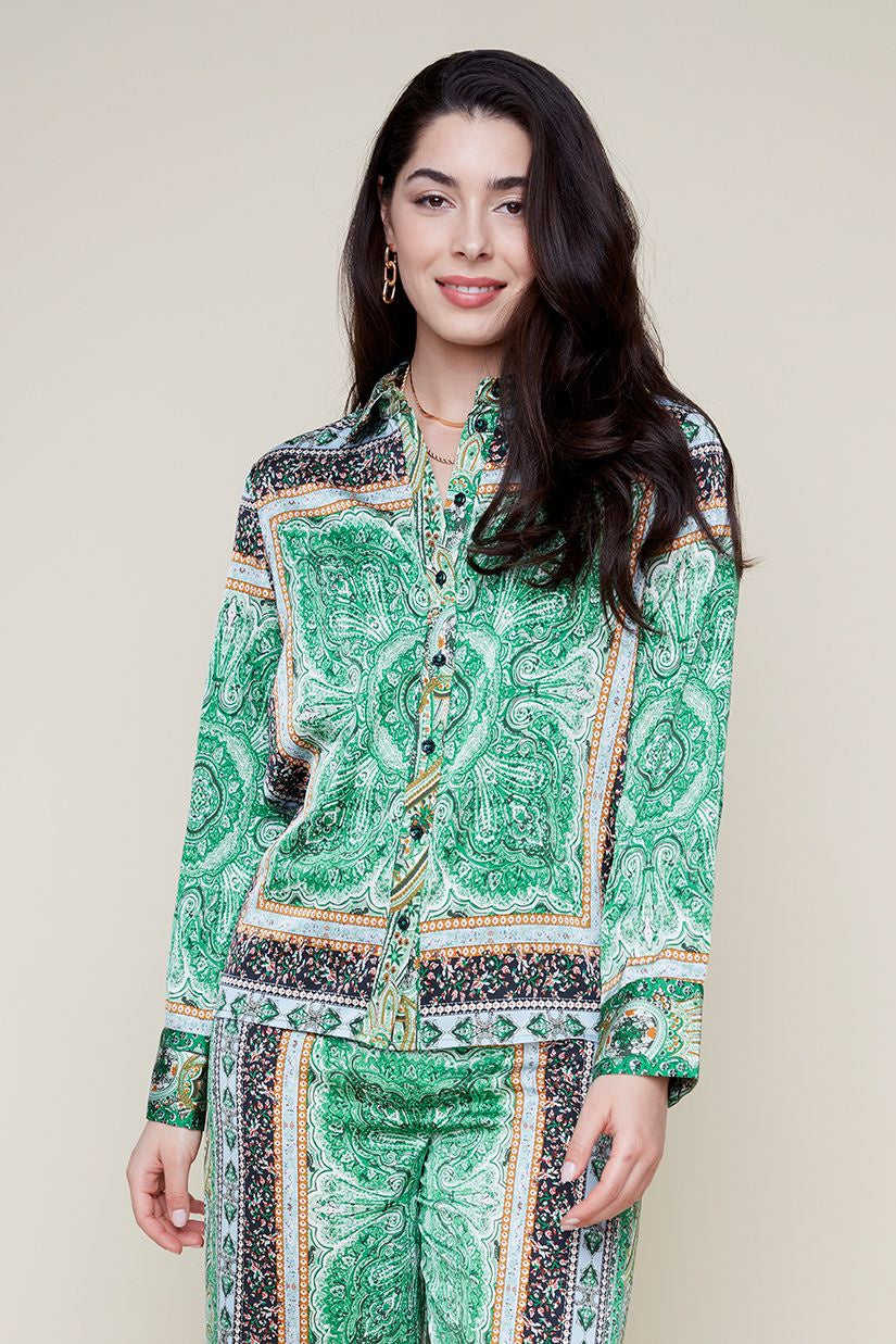 Womens Renuar Bubbly Bliss Blouse in Emerald