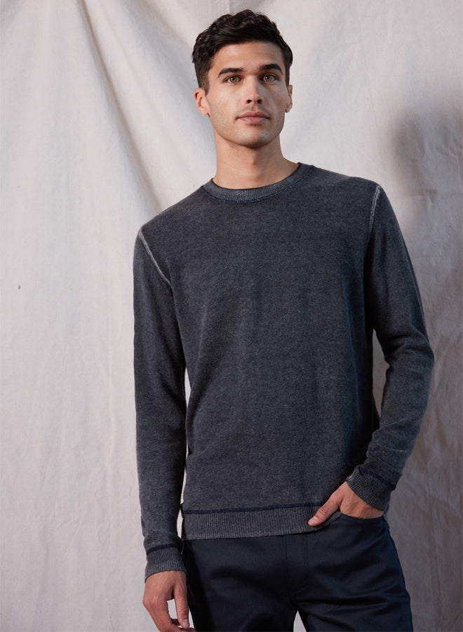 Autumn Cashmere Sweater Inked Crew with Coverstitch