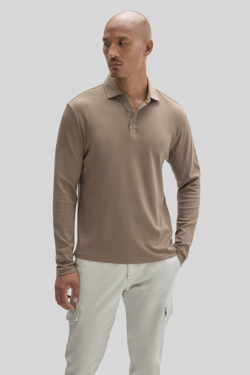 Robert Barakett Long Sleeve Herringbone Polo in Pottery