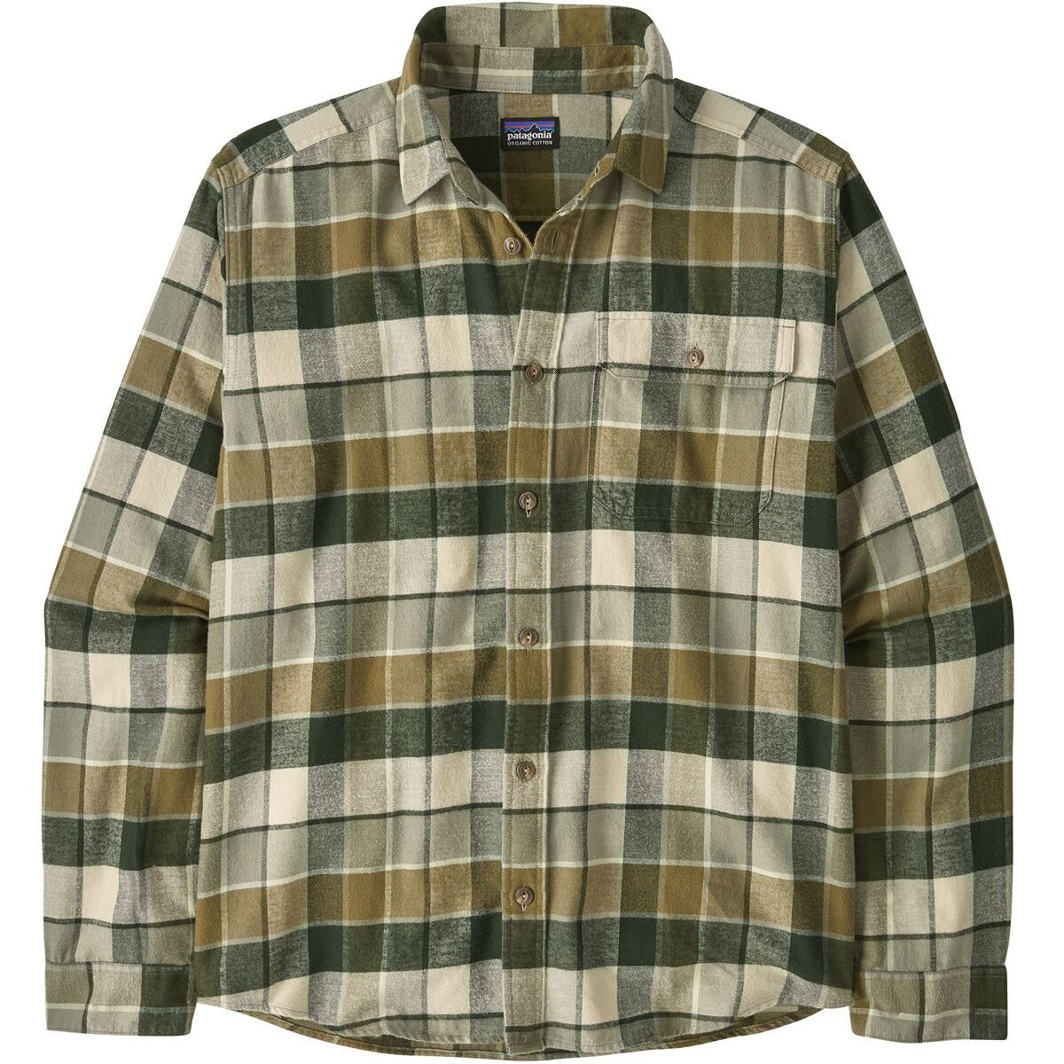 Patagonia Mens L/S Lightweight Fjord Flannel Shirt in Rocky: Old Growth Green