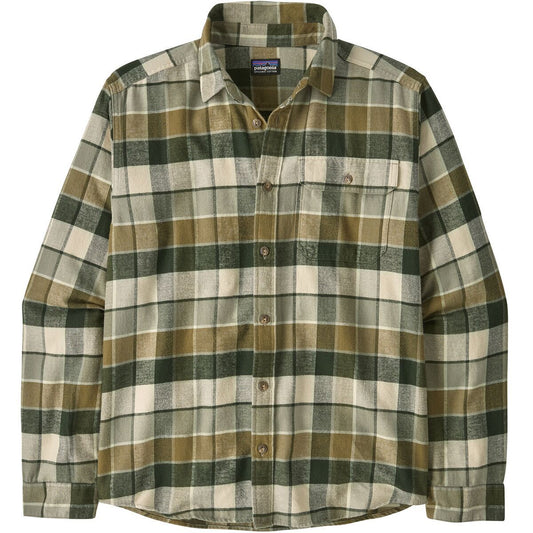 Patagonia Mens L/S Lightweight Fjord Flannel Shirt in Rocky: Old Growth Green