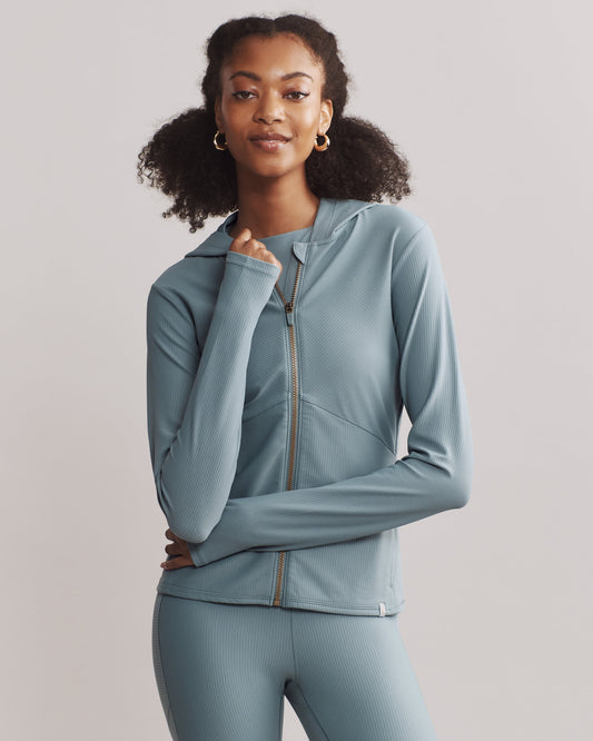 Womens Rhone Ripple Full Zip Hoodie in Blue Hue