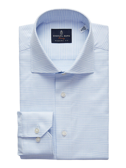Emanuel Berg Natural Stretch Yoga Twill Premium Luxury Sport Shirt in Light Pastel Blue