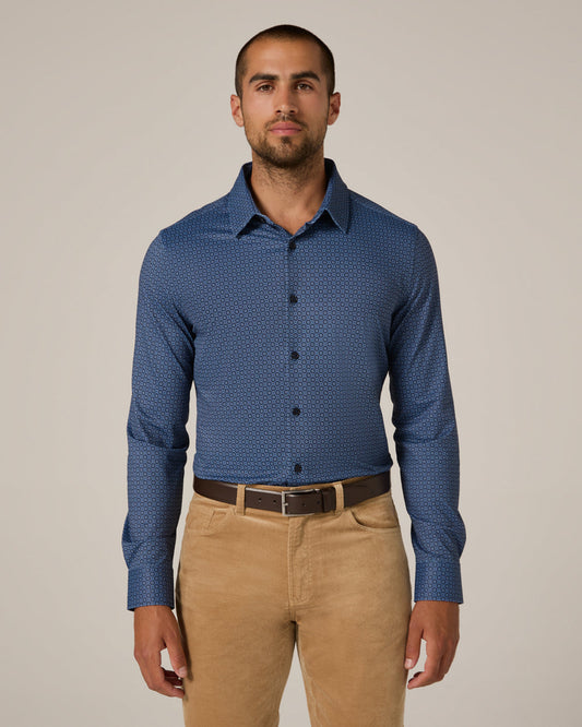 7 Diamonds Alba Long Sleeve Sport Shirt in Navy
