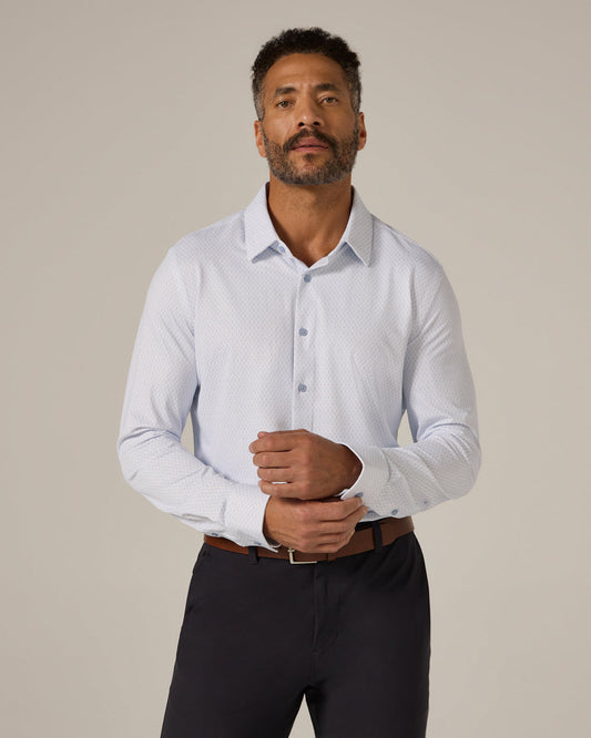 7 Diamonds Lawson Long Sleeve Shirt in Dusty Blue